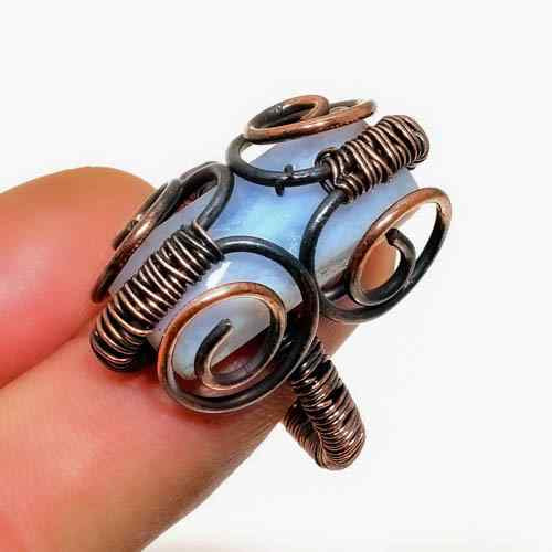 Celestial Harmony – Blue Lace Agate & Antiqued Copper Ring