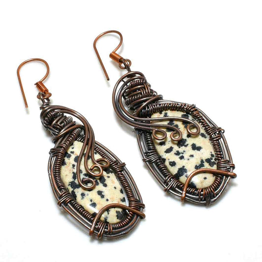 Playful Spots – Dalmatian Jasper Copper Earrings