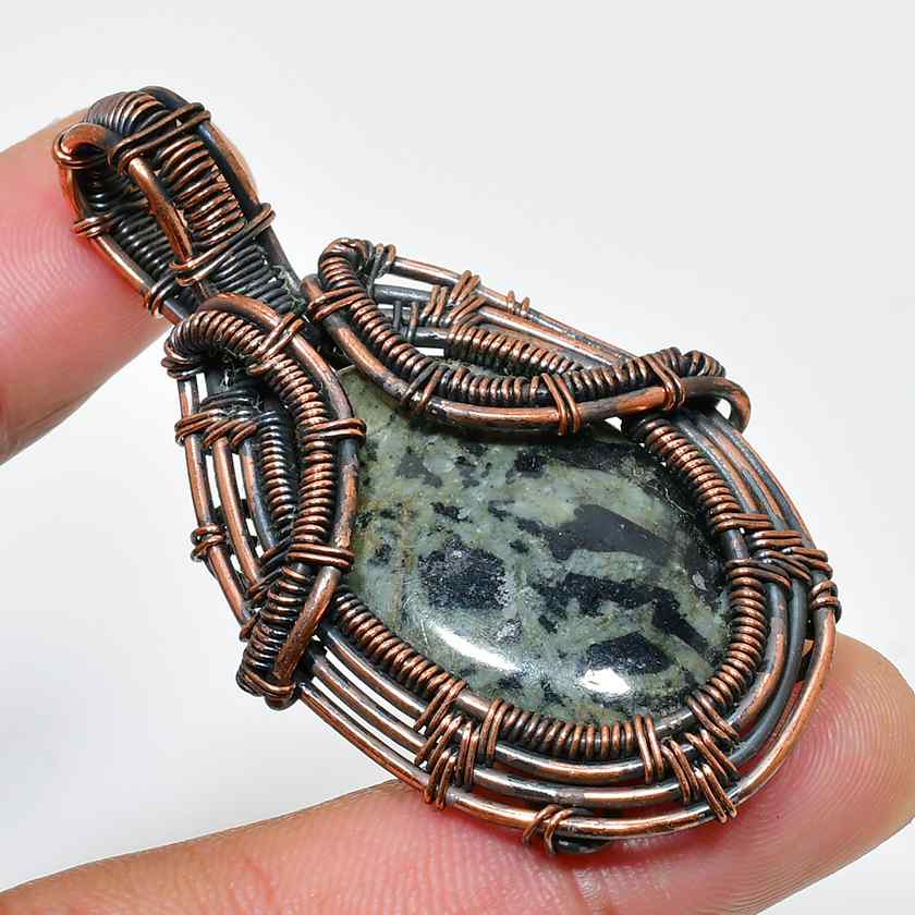 Gaia’s Embrace – Natural Stone Copper Pendant