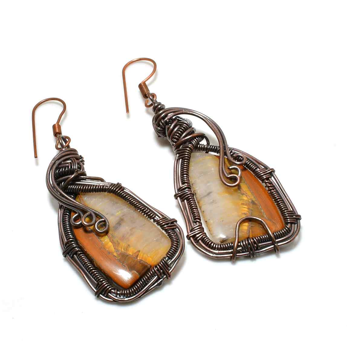 Ember’s Gaze – Tiger’s Eye Copper Earrings