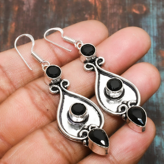 Nightfall Noir – Black Onyx Sterling Silver Earrings