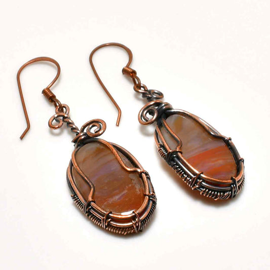 Earthbound Harmony – Agate & Copper Earrings