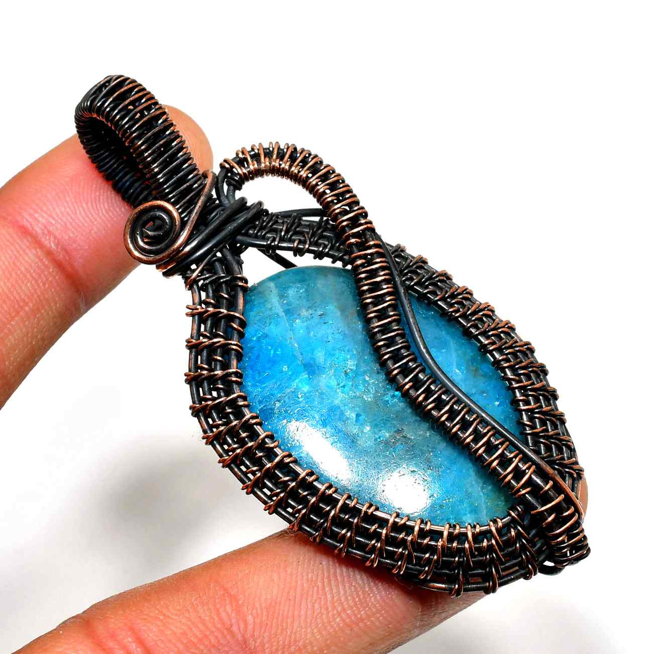 Azure Whirl – Turquoise & Copper Pendant