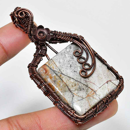 Earthsong – Copper-Wrapped Stone Pendant