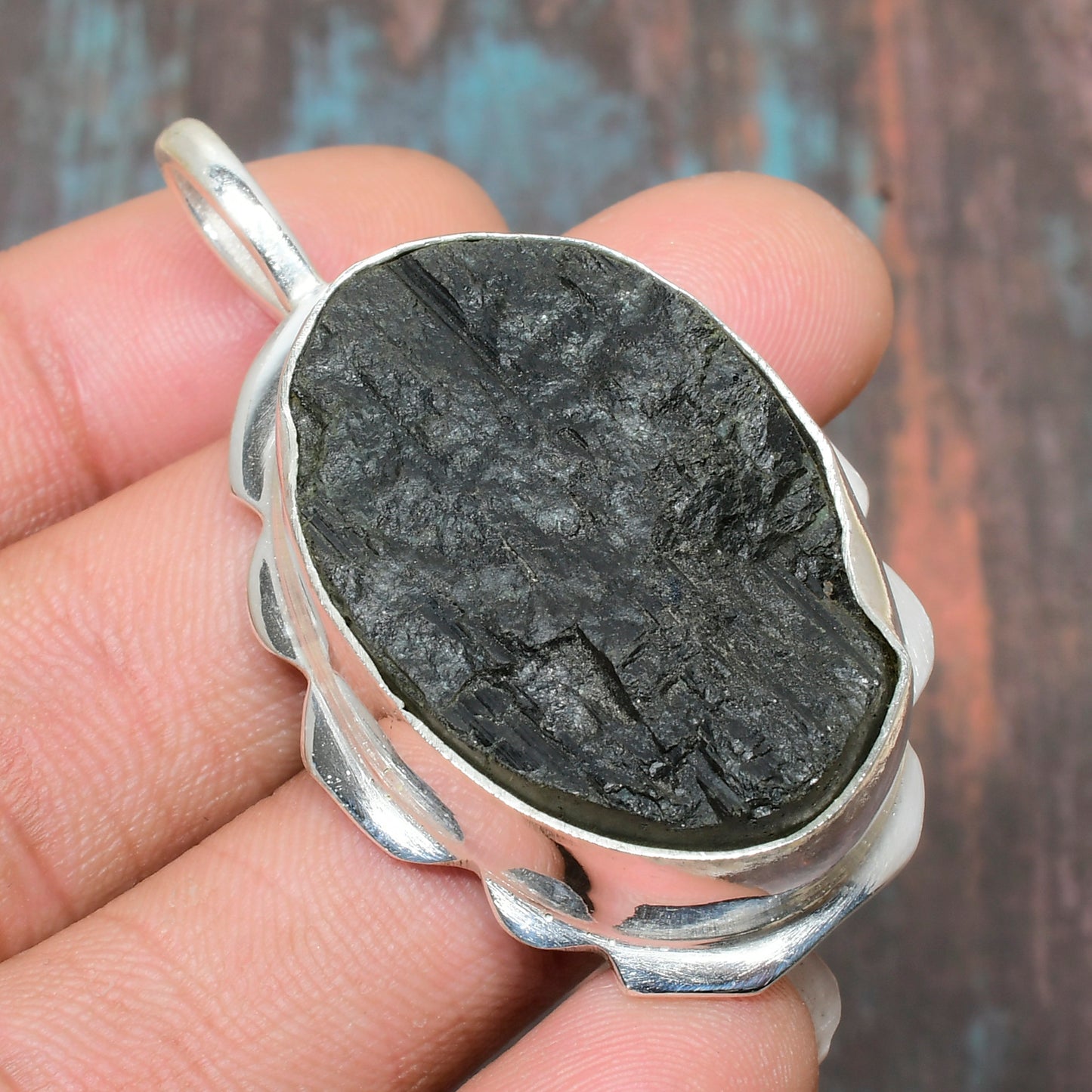 Guardian’s Edge – Black Tourmaline Silver Pendant