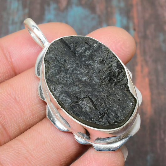 Guardian’s Edge – Black Tourmaline Silver Pendant
