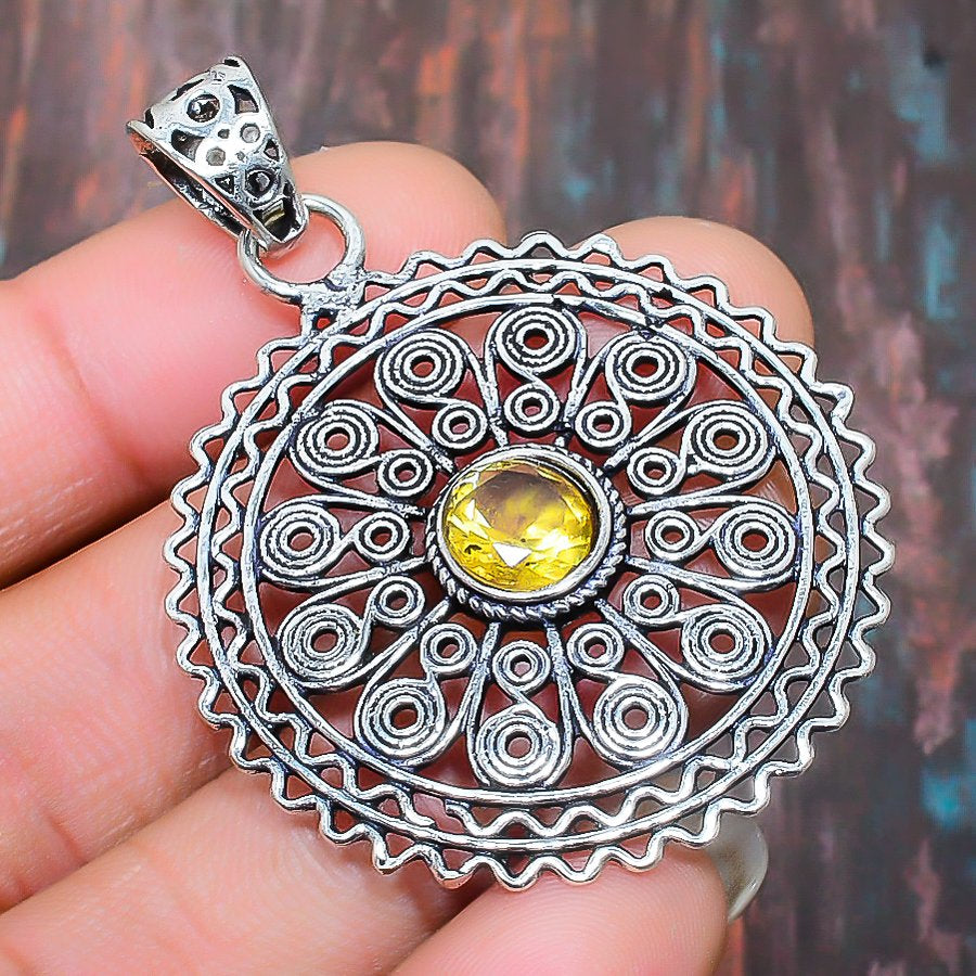 Lumina Mandala – Sterling Silver Citrine Pendant