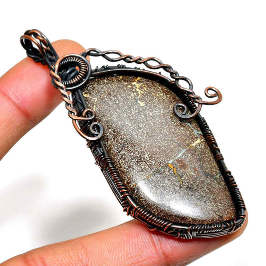 Gaia’s Embrace – Natural Stone Copper Pendant