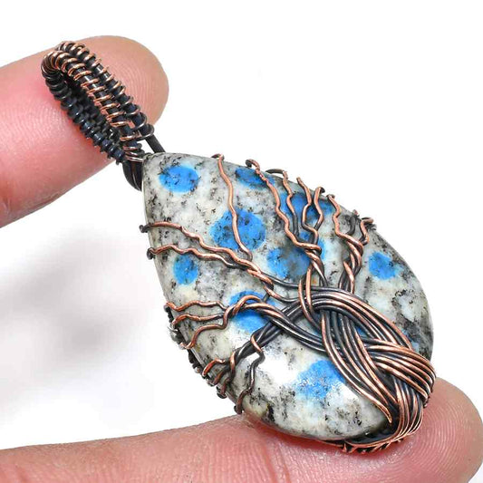 Gaia’s Embrace – Copper-Wrapped Gemstone Pendant
