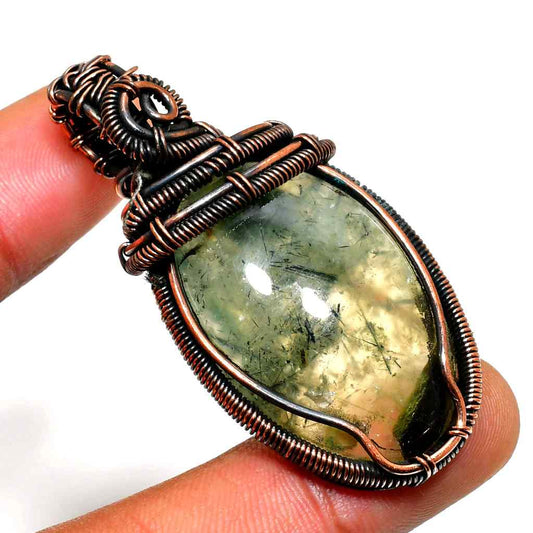 Gaia’s Glow – Prehnite Copper Pendant