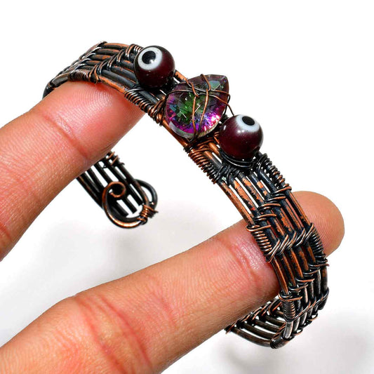 Ember’s Embrace – Amethyst & Copper Wire-Wrap Bracelet