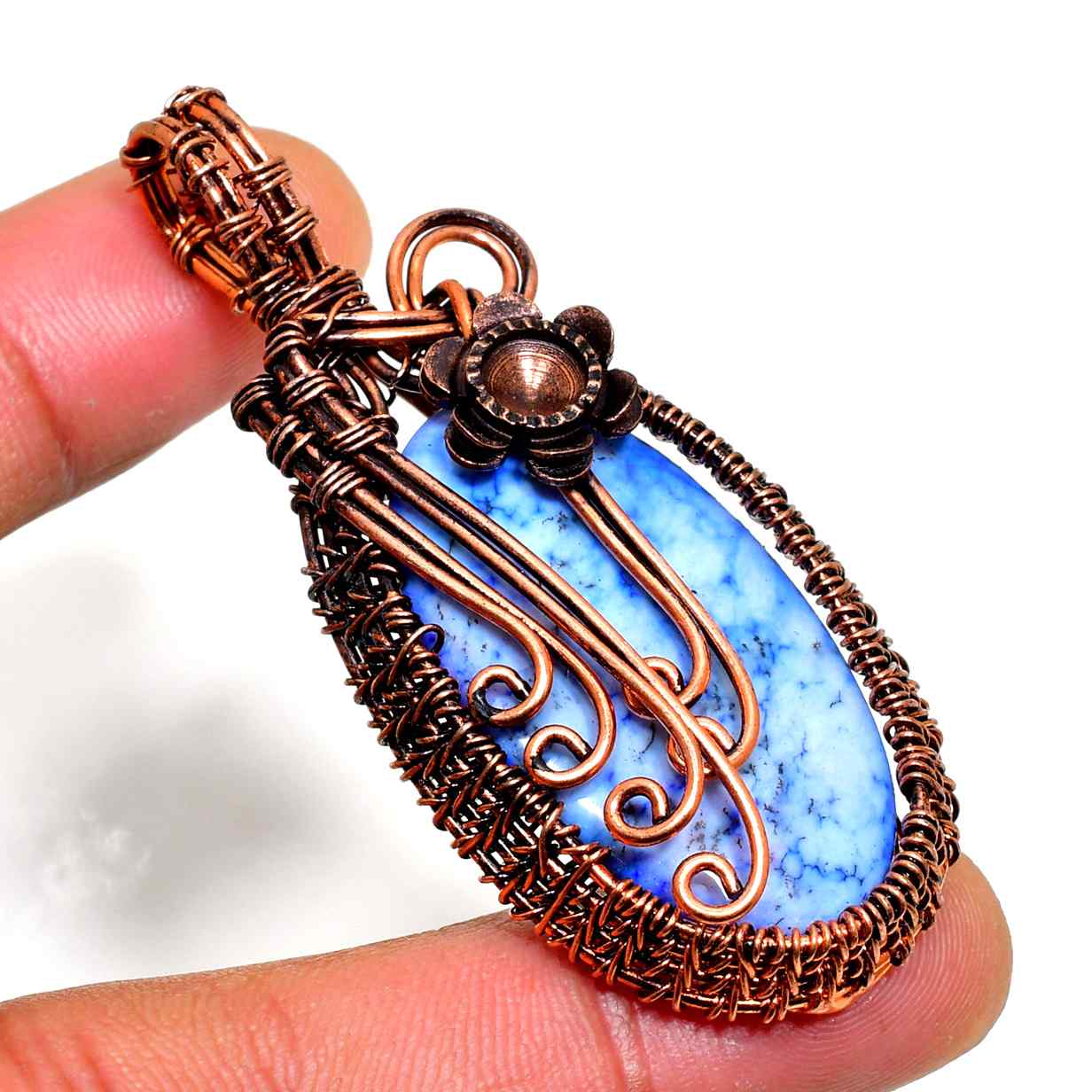 Cerulean Muse – Oxidized Copper Blue Stone Pendant