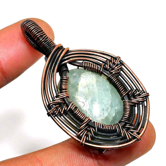 Ocean Serenity – Aquamarine Copper Pendant