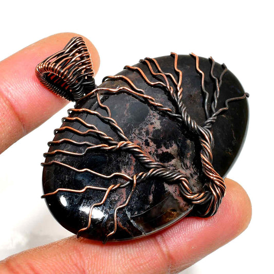 Gaia’s Roots – Agate & Copper Tree of Life Pendant