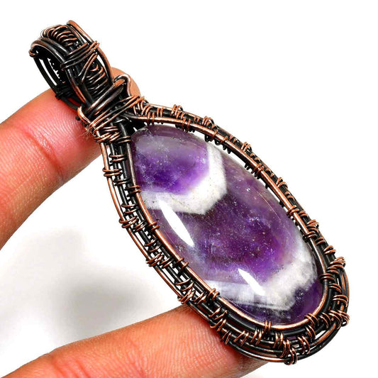 Ezra’s Veil – Amethyst & Oxidized Copper Pendant