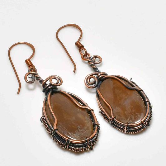 Gaia’s Embrace – Agate Copper Earrings
