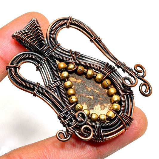 Grounded Grace – Oxidized Copper & Natural Stone Pendant