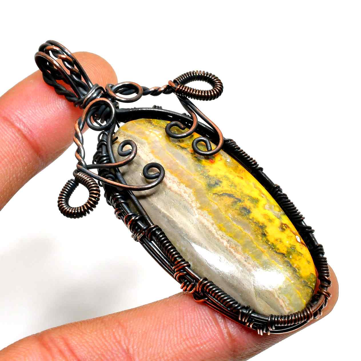 Terra’s Heart – Copper-Wrapped Natural Stone Pendant