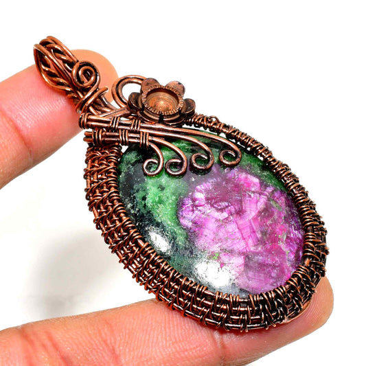 Terra’s Ember – Ruby in Zoisite Copper Pendant