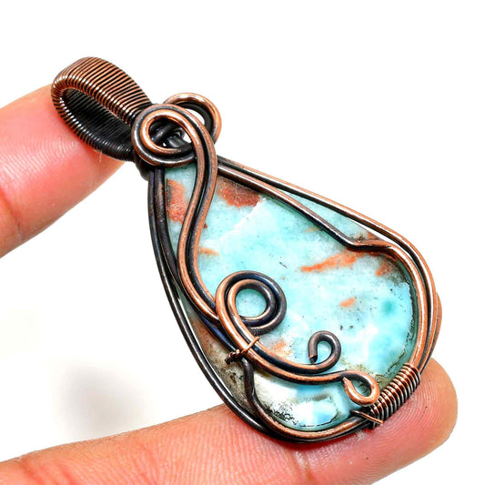 Harmony’s Embrace – Turquoise & Copper Pendant