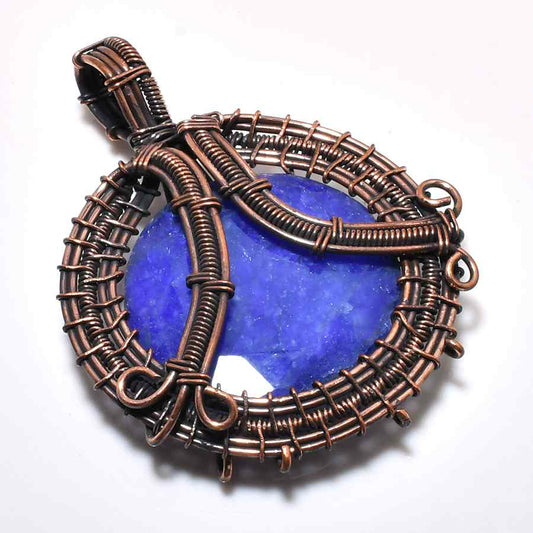 Luna’s Embrace – Copper-Wrapped Lapis Lazuli Pendant