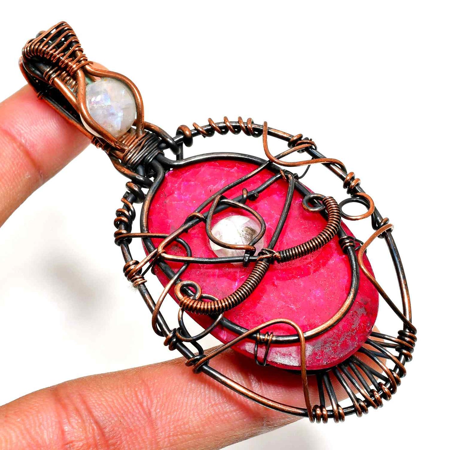 Crimson Courage – Ruby & Copper Pendant