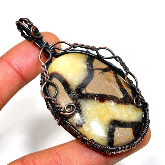 Amber Earth – Yellow Brown Copper Pendant