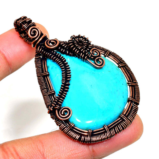 Turquoise Tranquility – Oxidized Copper Pendant