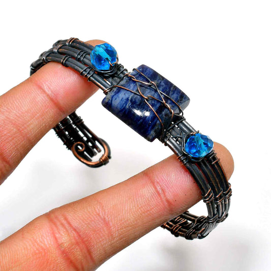 Tranquil Tide – Sodalite & Copper Wire Bracelet