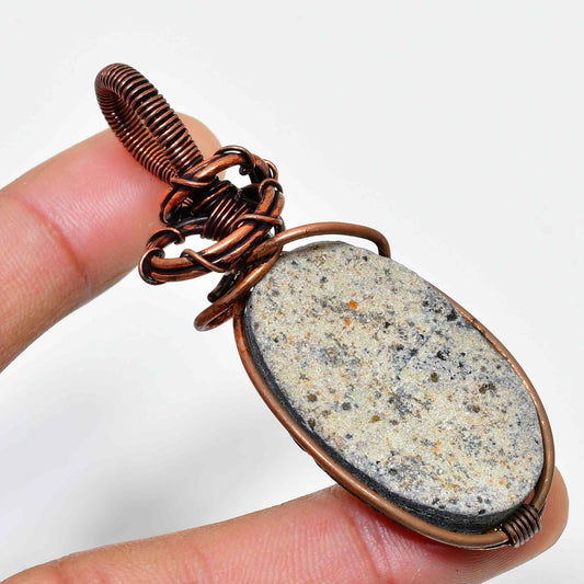 Rustic Roots – Copper-Wrapped Stone Pendant