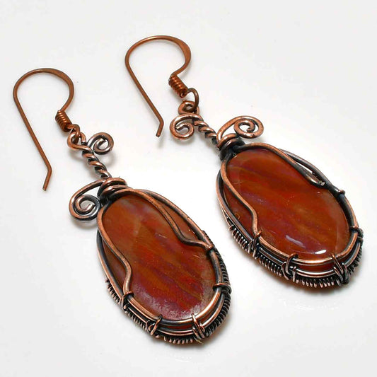 Ember Glow – Carnelian Copper Earrings