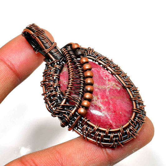 Radiant Harmony – Rhodonite & Copper Pendant