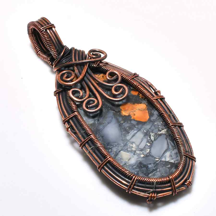 Ember’s Touch – Natural Stone & Oxidized Copper Pendant