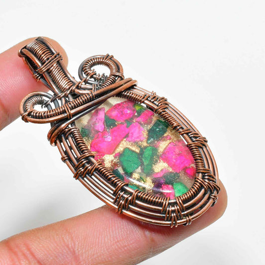 Kaleidoscope Bliss – Tourmaline & Copper Pendant