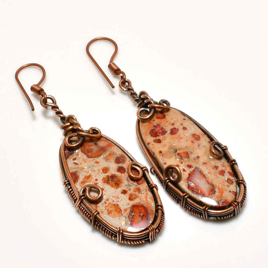 Artisan’s Embrace – Natural Agate & Copper Earrings