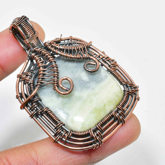 Serene Harmony – Jade & Copper Pendant
