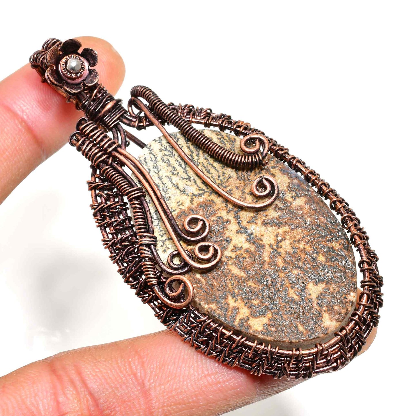 Terra’s Harmony – Copper & Natural Stone Pendant