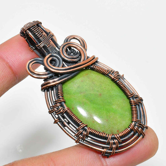 Sylvan Harmony – Green Gemstone Copper Pendant