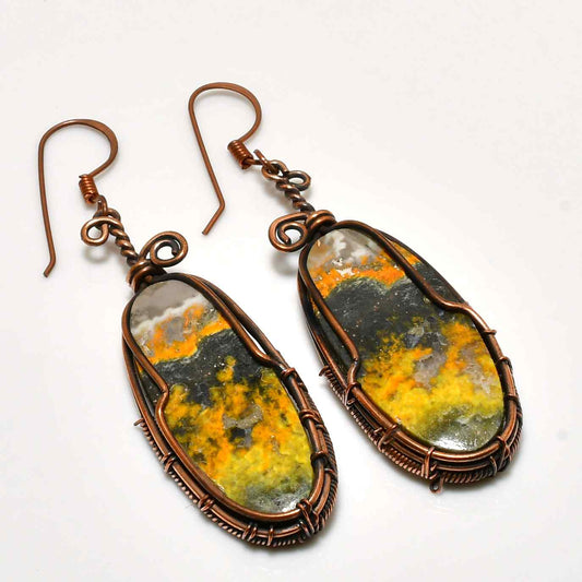 Gaia’s Glow – Duskstone Copper Earrings