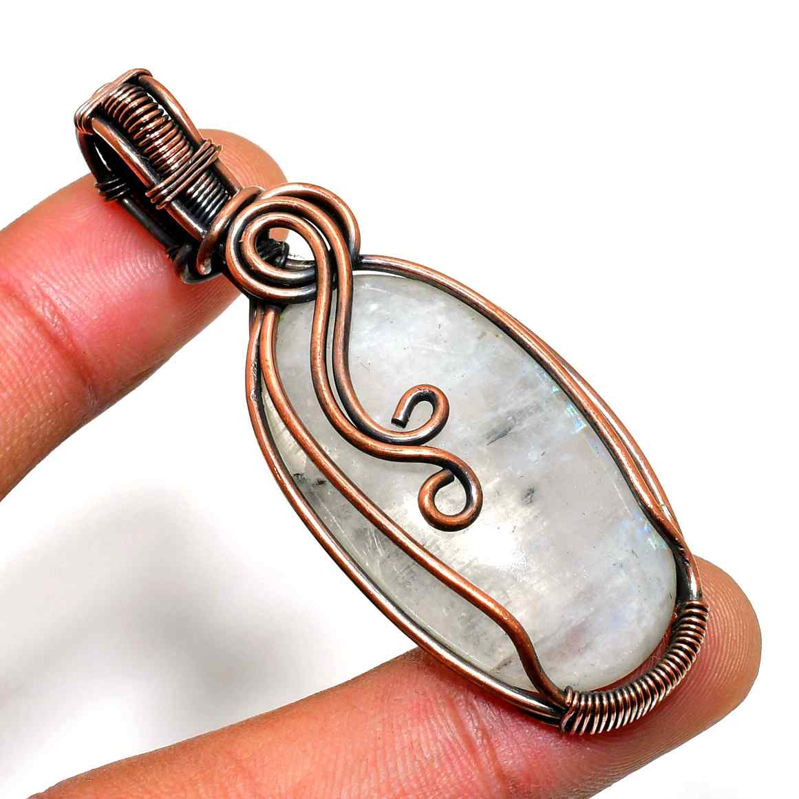 Lunar Enchantment – Moonstone Copper Pendant