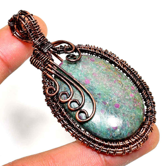 Serenity’s Embrace – Copper-Wrapped Natural Stone Pendant