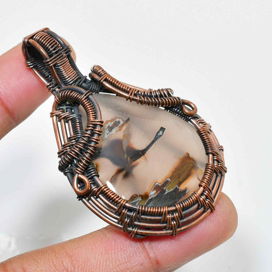 Elysian Dream – Copper-Wrapped Agate Pendant