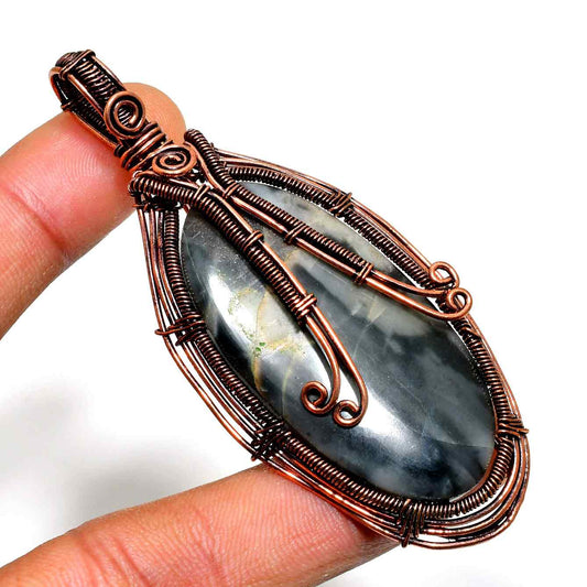 Gaia’s Embrace – Oxidized Copper Agate Pendant