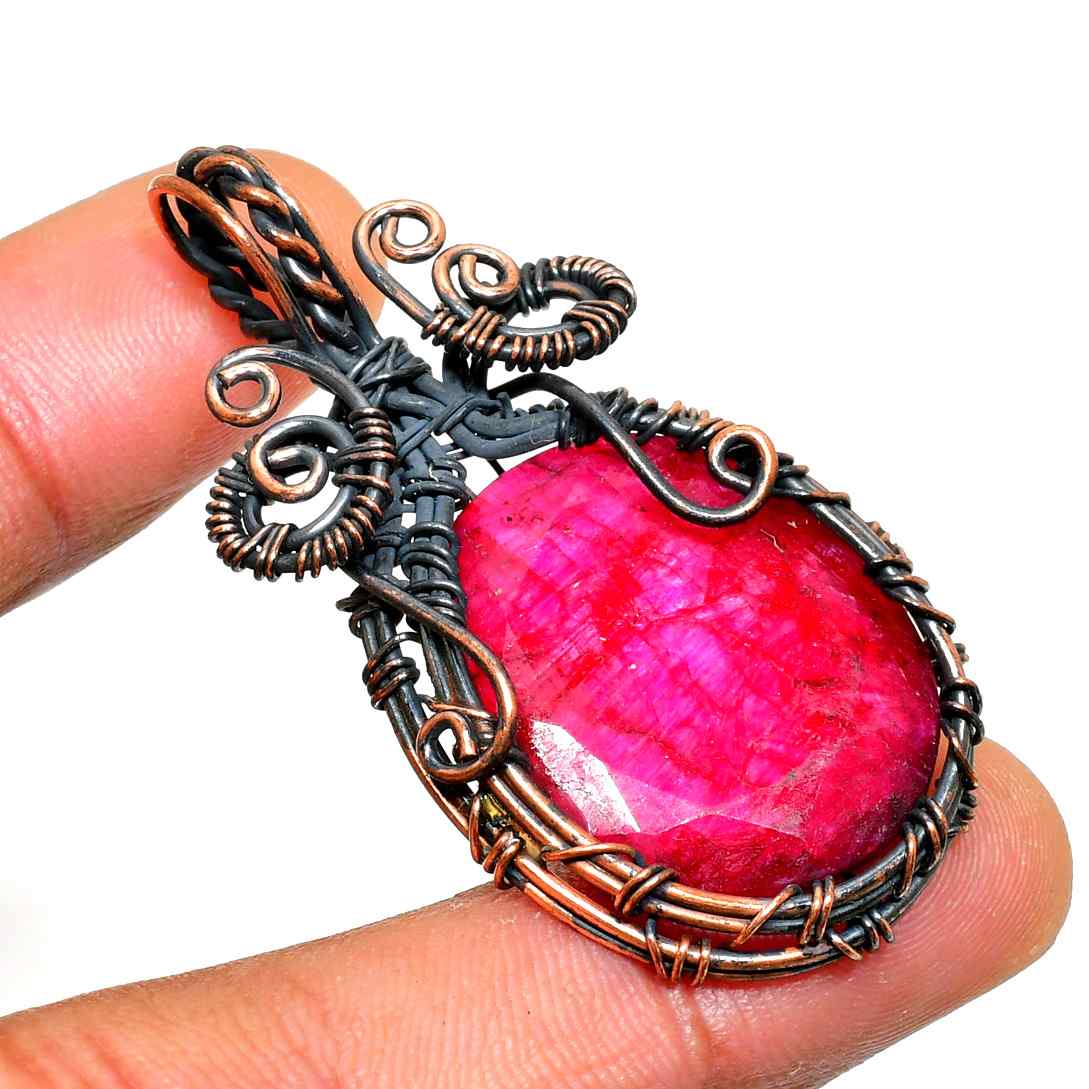 Crimson Passion – Ruby & Copper Pendant
