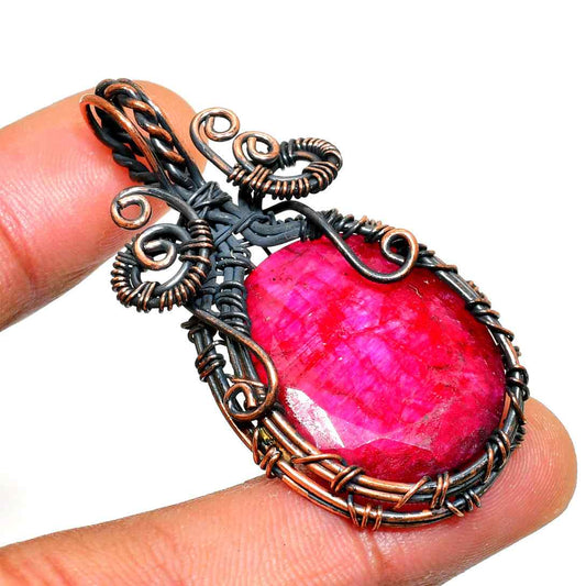 Crimson Passion – Ruby & Copper Pendant