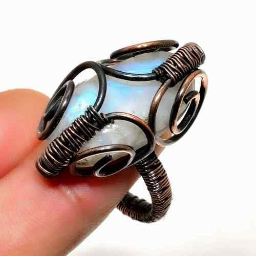 Celestial Glow – Moonstone Copper Ring