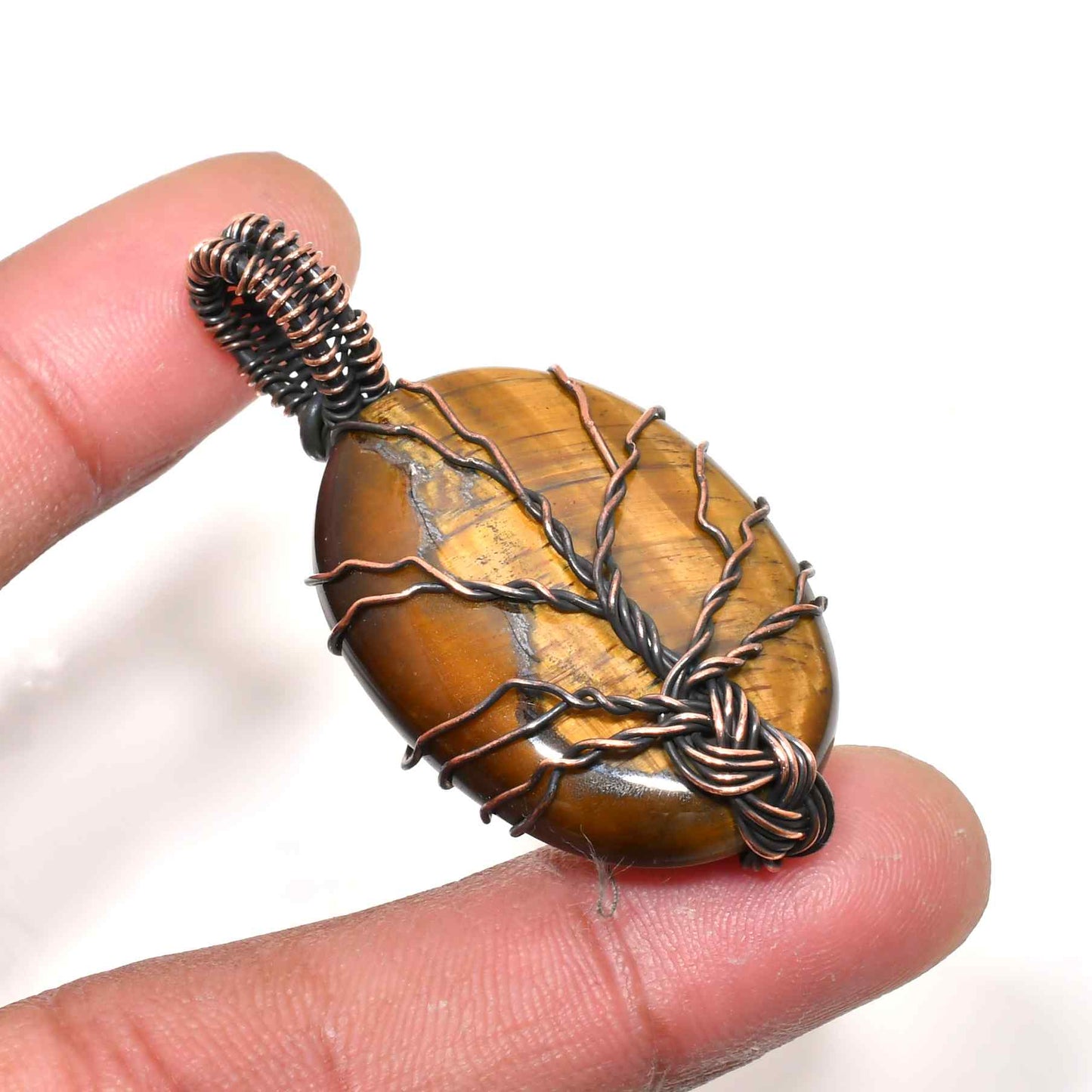 Nature’s Embrace – Tiger’s Eye Copper Pendant