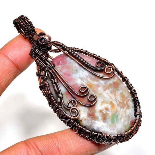 Nature’s Embrace – Copper & Natural Stone Pendant