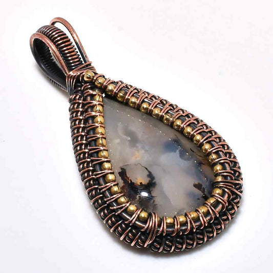 Sky’s Whisper – Copper-Wrapped Agate Pendant