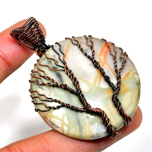 Nature’s Embrace – Tree Agate & Oxidized Copper Pendant